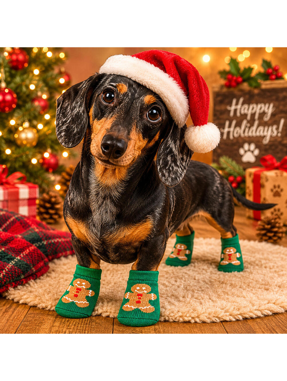 Holiday Pet Socks XS-SM Christmas Anti Slip Grips (3.5" x 1.9") XMAS278XSS Gift